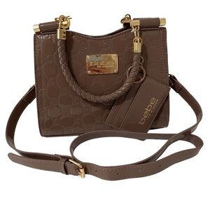 Bebe Women’s Taupe Dana Monogram Top Handle Crossbody Bag NWT